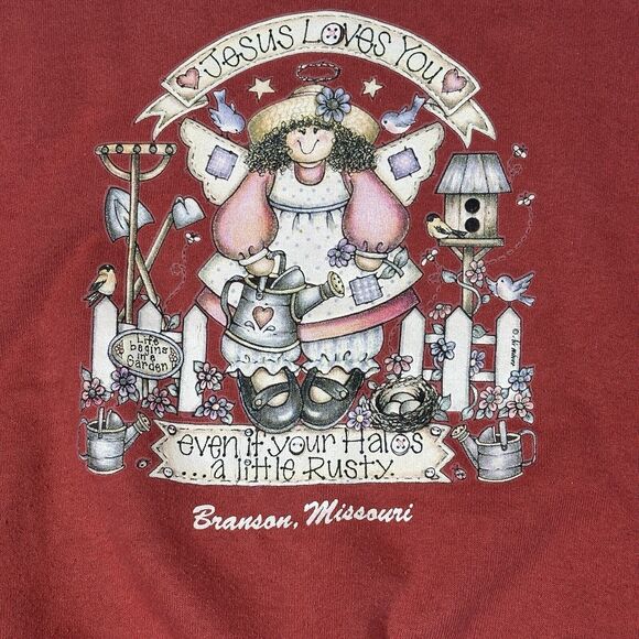 Vintage Jesus Loves You Crewneck Sweatsahirt Fruit of the Loom Made in USA Small - Picture 2 of 5